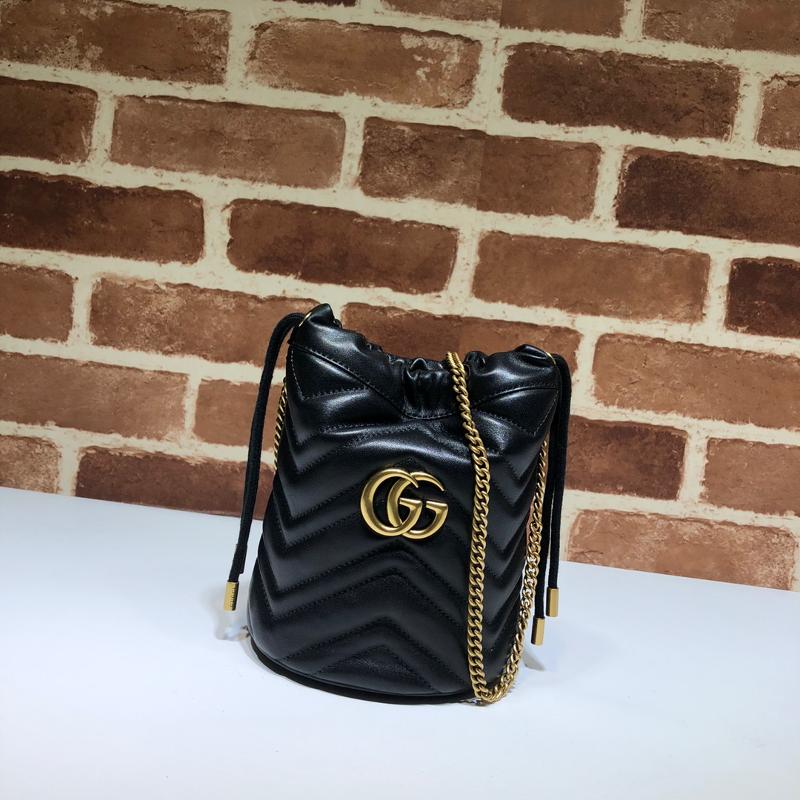 Gucci Shoulder HandBag 575163 Full Leather Solid Black